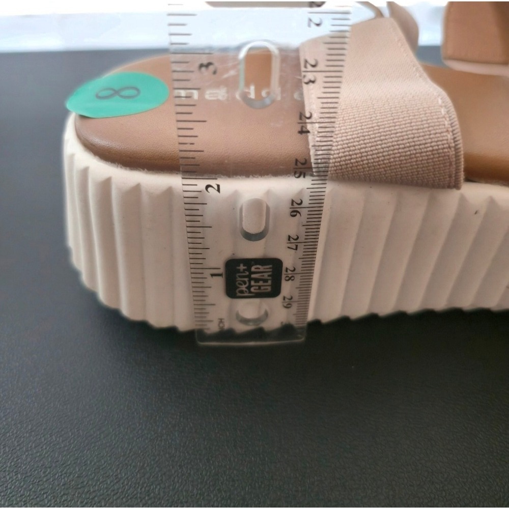 Madden Girl Brando Nude Blush Elastic Multi Strap Flatform Sandals Women 8 - Picture 6 of 9